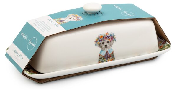 Porcelánová máslenka s víkem Mikasa Tipperleyhill Puppy 21 × 11 × 7 cm, pro 200 g másla MKTIPPBUTPUP