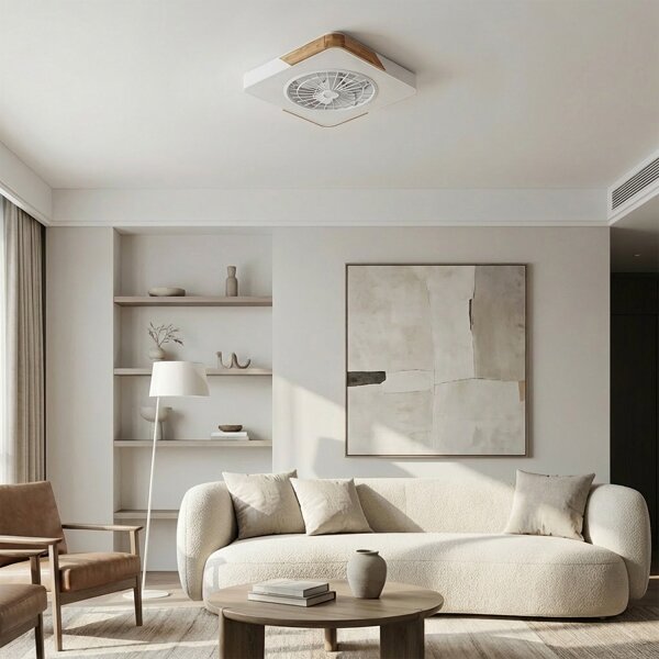 Brilagi - LED Stmív. svítidlo s ventilátorem LED/38W/230V 50 cm bílá/dub + DO