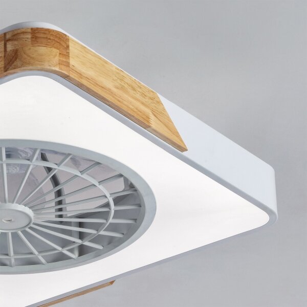 Brilagi - LED Stmív. svítidlo s ventilátorem LED/38W/230V 50 cm bílá/dub + DO