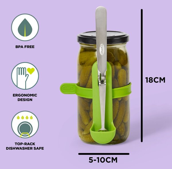Vidlička a kleště Chef’n Squeeze n’ Hold 2 v 1 na nakládané potraviny, držák na sklenici 5314007EU