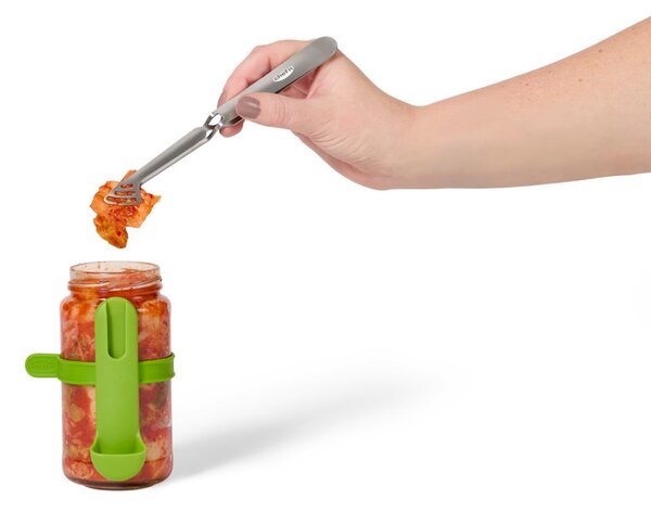 Kleště Chef’n Squeeze n’ Hold na nakládané potraviny, držák a pružný pásek na sklenici 5314008EU