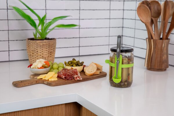 Vidlička a kleště Chef’n Squeeze n’ Hold 2 v 1 na nakládané potraviny, držák na sklenici 5314007EU