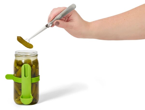 Vidlička a kleště Chef’n Squeeze n’ Hold 2 v 1 na nakládané potraviny, držák na sklenici 5314007EU