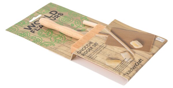 Sada na tvarování gnocchi KitchenCraft World of Flavours 2 ks, FSC bukové dřevo, destička a váleček WFGNOCCHI2PC