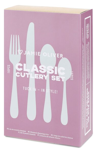 Sada příborů Jamie Oliver Big Love 16 ks pro 4 osoby, matná patinovaná nerezová ocel, do myčky JOBLCUT16PC
