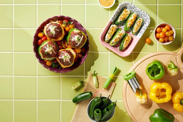 Vykrajovače paprik Chef’n QuickCore Plus 2 ks, na sladké a chilli papriky, kovové hrany, do myčky 5305379EU