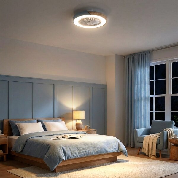 Brilagi - LED Stmív. svítidlo s ventilátorem LED/38W/230V 50 cm modrá/dub + DO