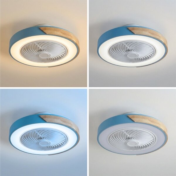 Brilagi - LED Stmív. svítidlo s ventilátorem LED/38W/230V 50 cm modrá/dub + DO