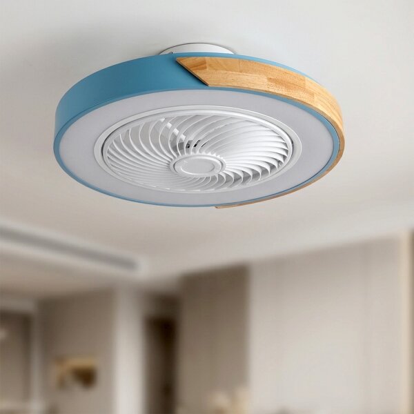 Brilagi - LED Stmív. svítidlo s ventilátorem LED/38W/230V 50 cm modrá/dub + DO