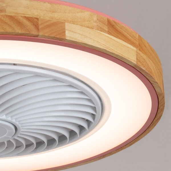 Brilagi - LED Stmív. svítidlo s ventilátorem LED/38W/230V 50 cm růžová/dub +DO