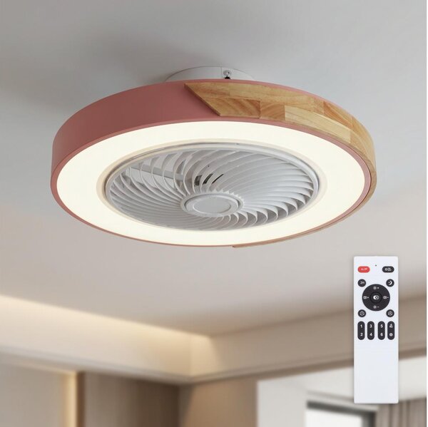Brilagi - LED Stmív. svítidlo s ventilátorem LED/38W/230V 50 cm růžová/dub +DO