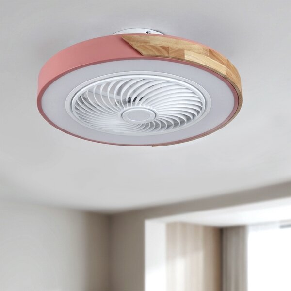 Brilagi - LED Stmív. svítidlo s ventilátorem LED/38W/230V 50 cm růžová/dub +DO