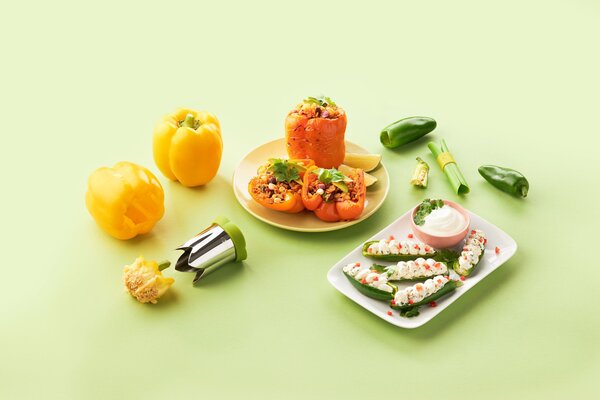 Vykrajovače paprik Chef’n QuickCore Plus 2 ks, na sladké a chilli papriky, kovové hrany, do myčky 5305379EU