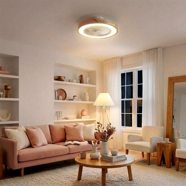 Brilagi - LED Stmív. svítidlo s ventilátorem LED/38W/230V 50 cm růžová/dub +DO