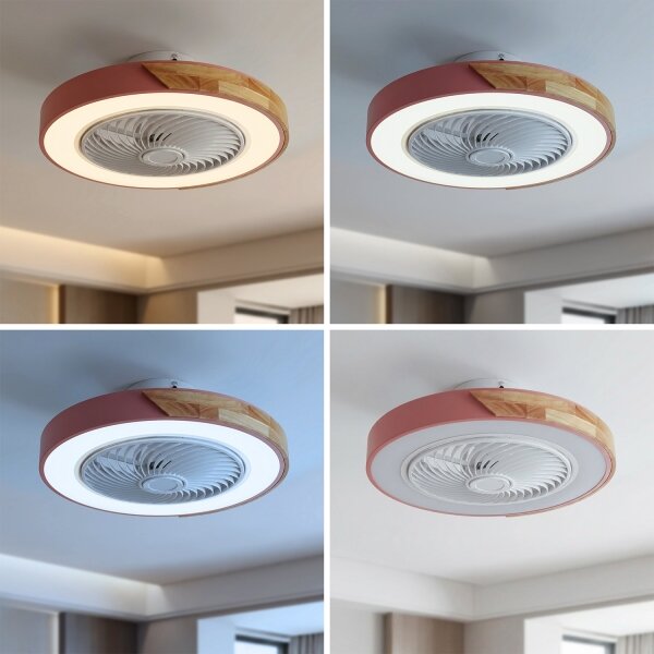 Brilagi - LED Stmív. svítidlo s ventilátorem LED/38W/230V 50 cm růžová/dub +DO