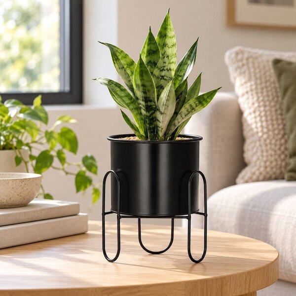 Květináč se stojanem 28 cm SPRINGOS GA0164 černý