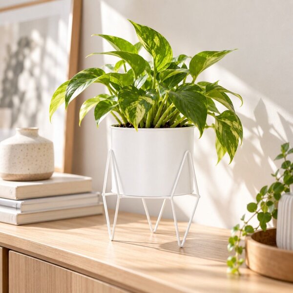Květináč se stojanem 22 cm SPRINGOS GA0163 bílý