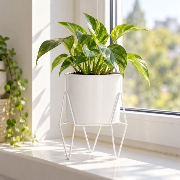 Květináč se stojanem 22 cm SPRINGOS GA0163 bílý