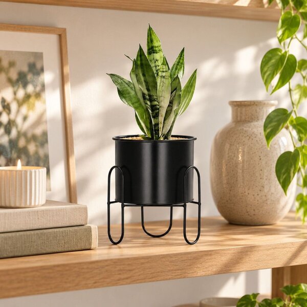 Květináč se stojanem 28 cm SPRINGOS GA0164 černý