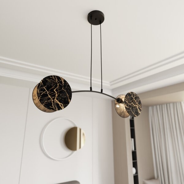 Lustr na lanku MOTIF 2xE27/15W/230V černá/zlatá