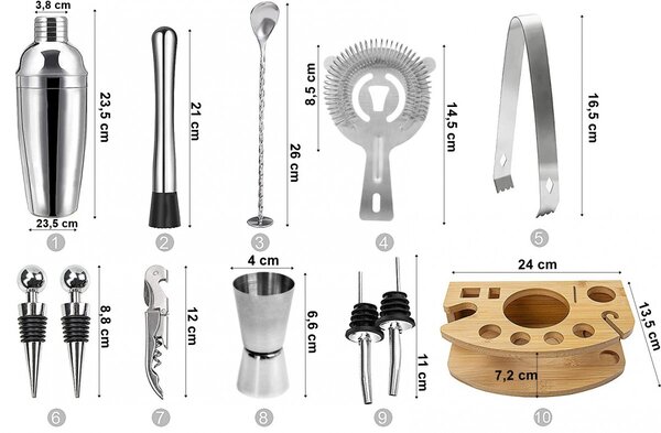 TZB Sada barmanského příslušenství CHESTER 12 prvků
