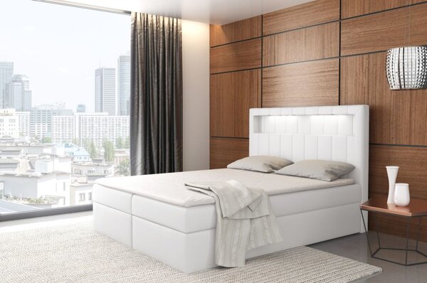 Boxspring postel Alova 160×200 s LED osvětlením - výběr barev + topper ZDARMA