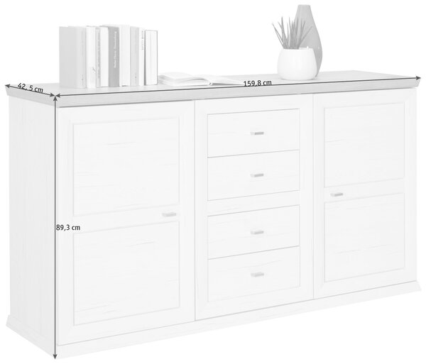 ŠIROKÁ KOMODA, šedá, bílá, 160/89/43 cm Hom`in - Široké komody