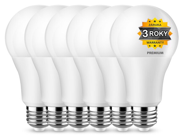 BERGE LED žárovka A60 - E27 - 12W - 980lm - teplá bílá - 5+1 zdarma
