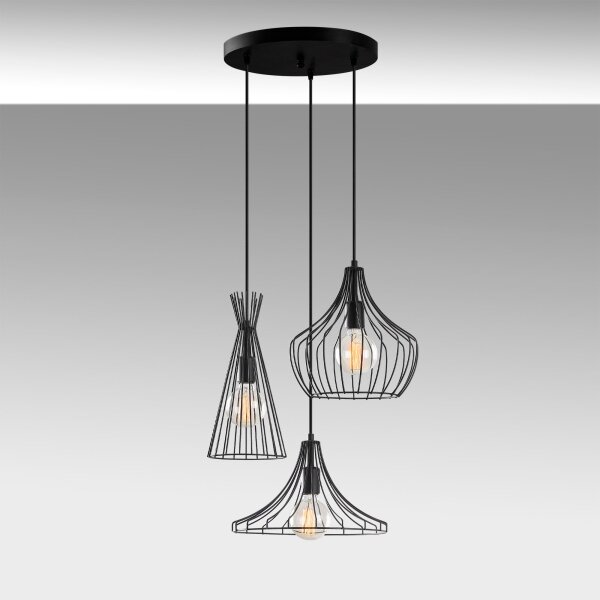 Lustr na lanku MEZOPOTAMYA 3xE27/40W/230V černá