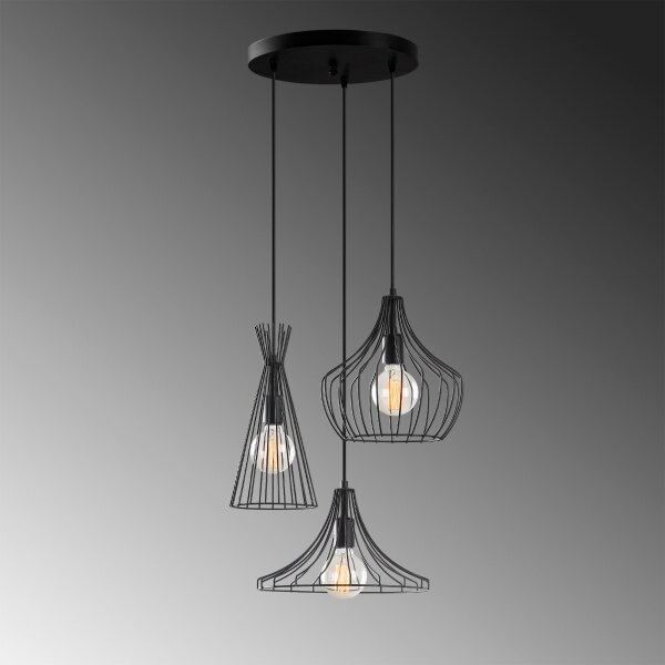 Lustr na lanku MEZOPOTAMYA 3xE27/40W/230V černá