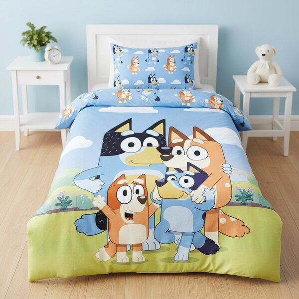 Jerry Fabrics Dětské povlečení do postýlky BLUEY 004 BABY, modro-zelené, bavlna hladká, 100x135cm + 40x60cm