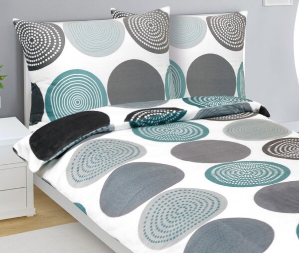 Bellatex Povlečení MIKROFLANEL 140x200, 70x90 cm Mandala Tyrkysová,Šedá,Bílá