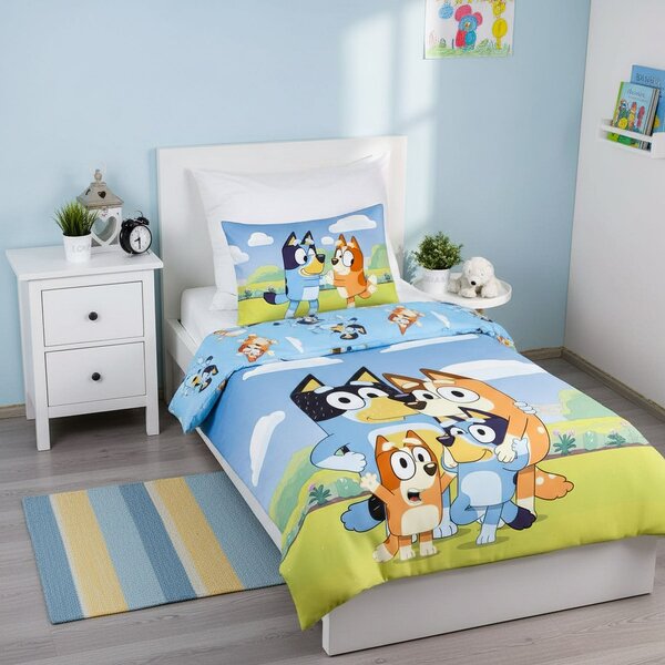 Jerry Fabrics Dětské povlečení do postýlky BLUEY 004 BABY, modro-zelené, bavlna hladká, 100x135cm + 40x60cm