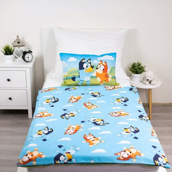 Jerry Fabrics Dětské povlečení do postýlky BLUEY 004 BABY, modro-zelené, bavlna hladká, 100x135cm + 40x60cm