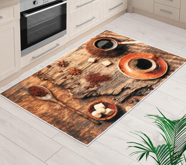 Bellatex Koberec běhoun 3D tisk šířka 80 cm , délka 120 cm Káva Béžová,Hnědá