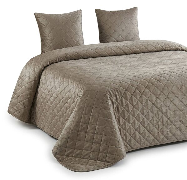 Euromat Přehoz na postel AMARANTE TAUPE, hnědý, 220x240cm, dvoulůžkový + 2x povlak 40 x 40cm
