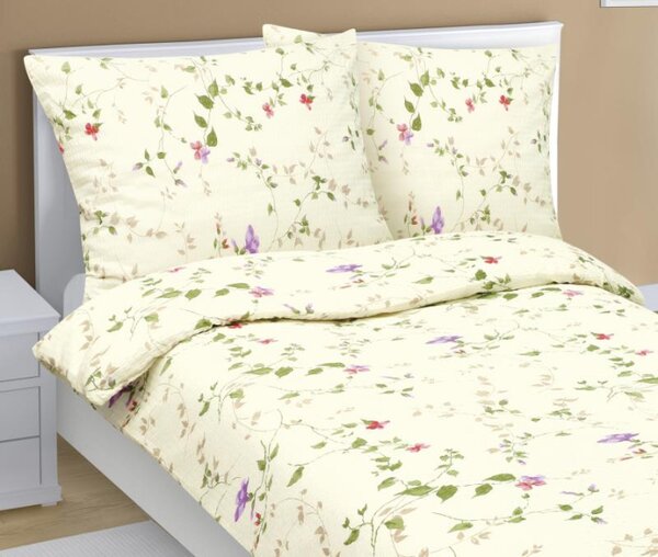 Bellatex Povlečení krepové Fialka Smetanová rozměr 140x200, 70x90 cm