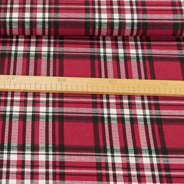Směsové plátno KOSTKA ČERVENÁ, š.140cm (látka v metráži)