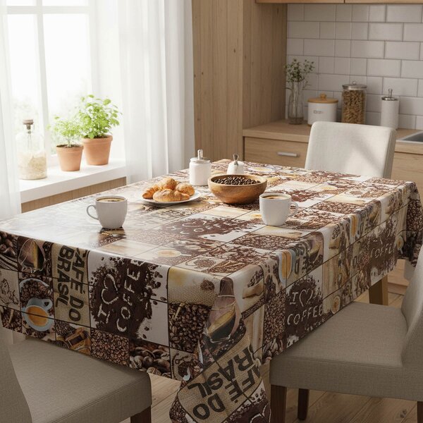 Fantastik ubrus PVC s textilním podkladem 726 cafe brasil, hnědá, š.140cm (metráž), š.140cm (metráž)