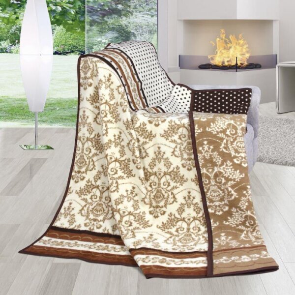 Bellatex Přikrývka Karmela PLUS jednolůžko 150x200 cm Ornament Hnědá