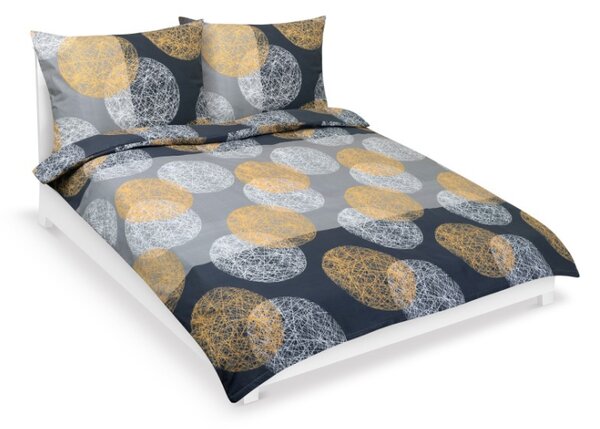 Bellatex Povlečení bavlna na dvoudeku Koule Oranžová,Šedá rozměr 1ks 180x200, 2ks 70x90 cm