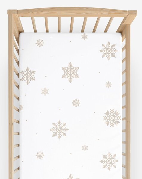 Goldea bavlněné napínací prostěradlo do dětské postýlky - sněhové vločky na bílé 60 x 120 cm