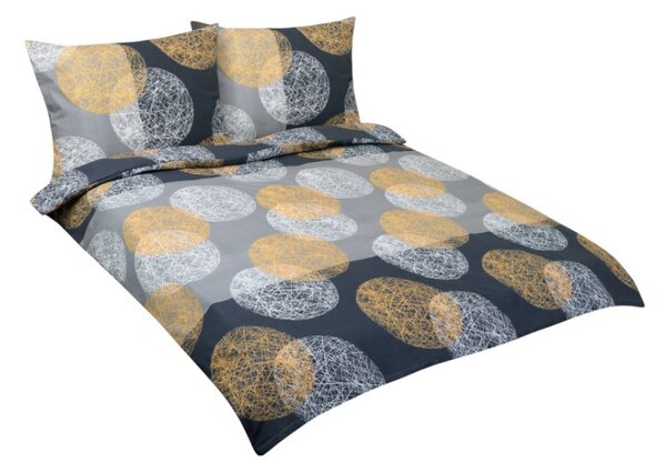 Bellatex Povlečení bavlna na dvoudeku Koule Oranžová,Šedá rozměr 1ks 180x200, 2ks 70x90 cm