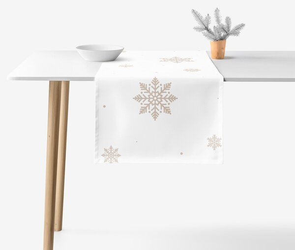 Goldea běhoun na stůl 100% bavlněné plátno - sněhové vločky na bílé 35x140 cm