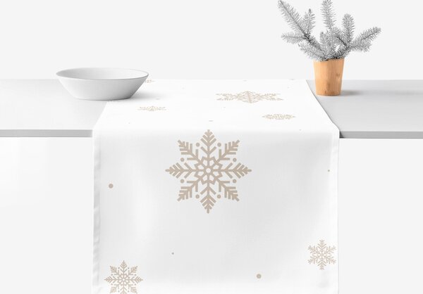 Goldea běhoun na stůl 100% bavlněné plátno - sněhové vločky na bílé 35x140 cm
