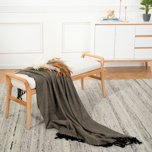 TABURETOVÁ LAVICE, dřevo, textil, 119/51/39 cm MID.YOU - Online Only lavice, Online Only