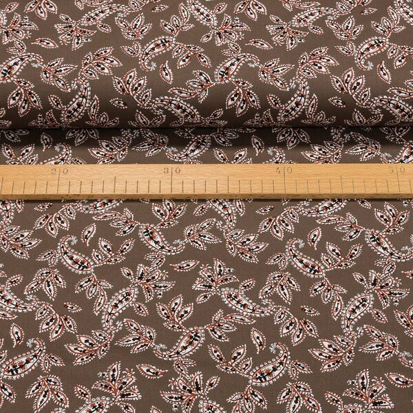 Košilovina / bavlněná 8869-009 kašmírový vzor na tmavě béžové, š.145cm (látka v metráži)