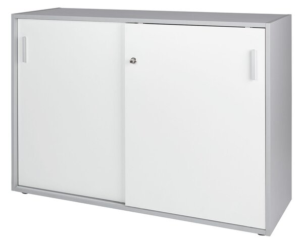 LIVARNO home Kancelářská skříňka s posuvnými dveřmi, bílá/šedá (850000254)