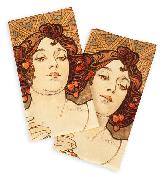 Matějovský utěrky ALFONS MUCHA RUBY, béžovo-hnědé, 2 kusy 50x64cm