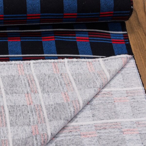 Flanel bavlněný A-3 modro-červené káro, š.150cm (látka v metráži)